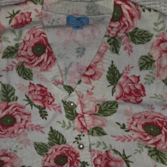 ✨ CeCe | Peony Floral Pearl-Button Cardigan - Picture 3 of 4